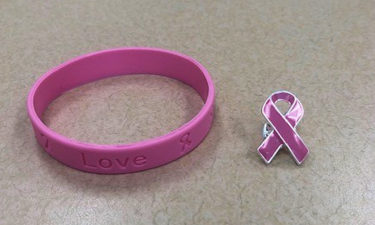 Cancer awareness bracelet, pin