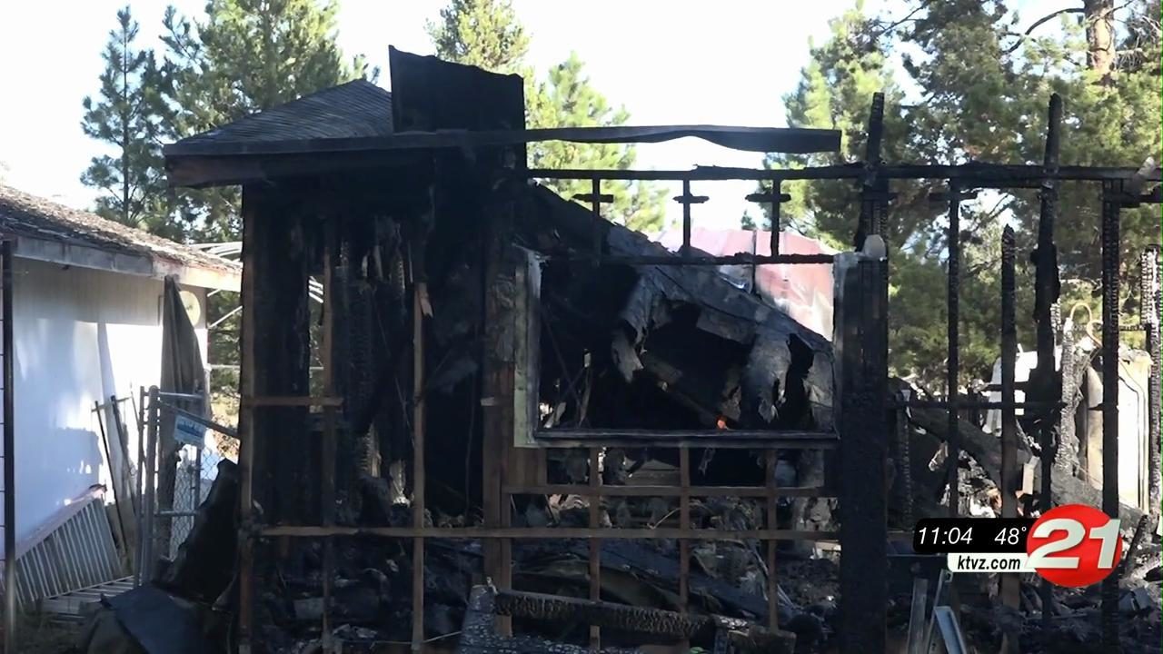 A La Pine family barely escaped when fire tore through their mobile home late Sunday night