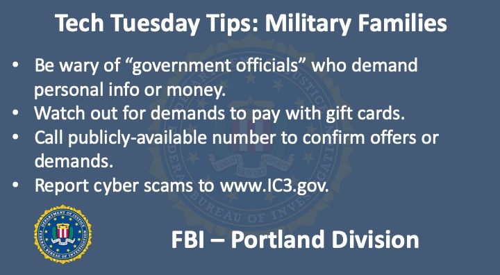 Oregon FBI Tech Tuesday Military Families