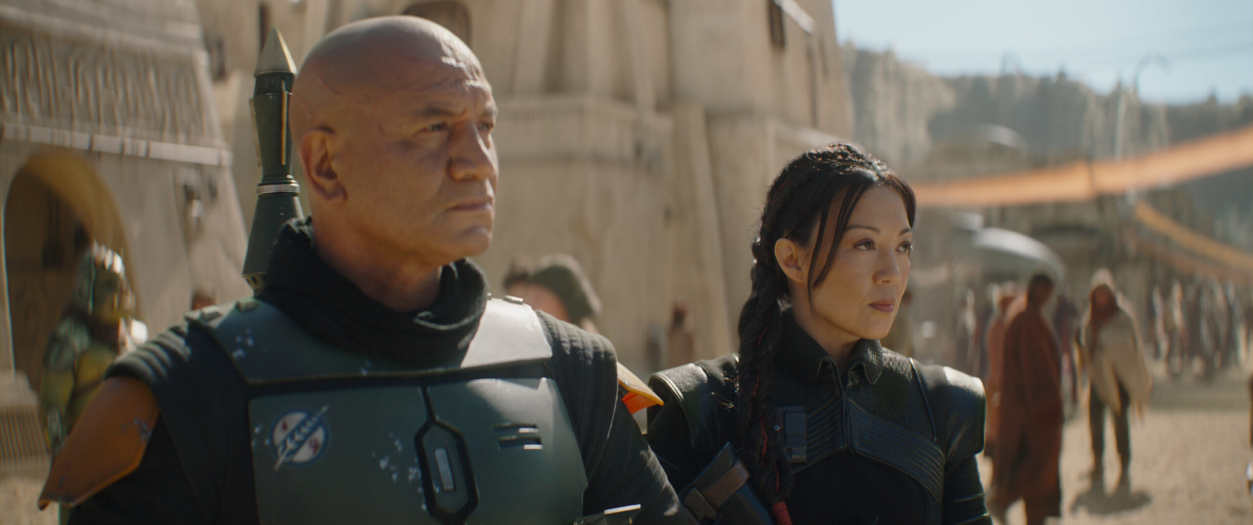 <i>Lucasfilm Ltd.</i><br/>Temuera Morrison and Ming-Na Wen in 'The Book of Boba Fett.'