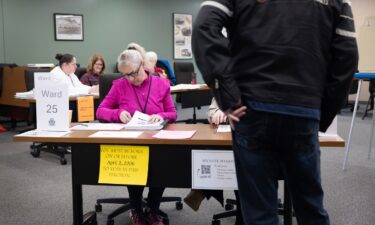 A Wisconsin voter arrives at a polling location in Green Bay on Tuesday