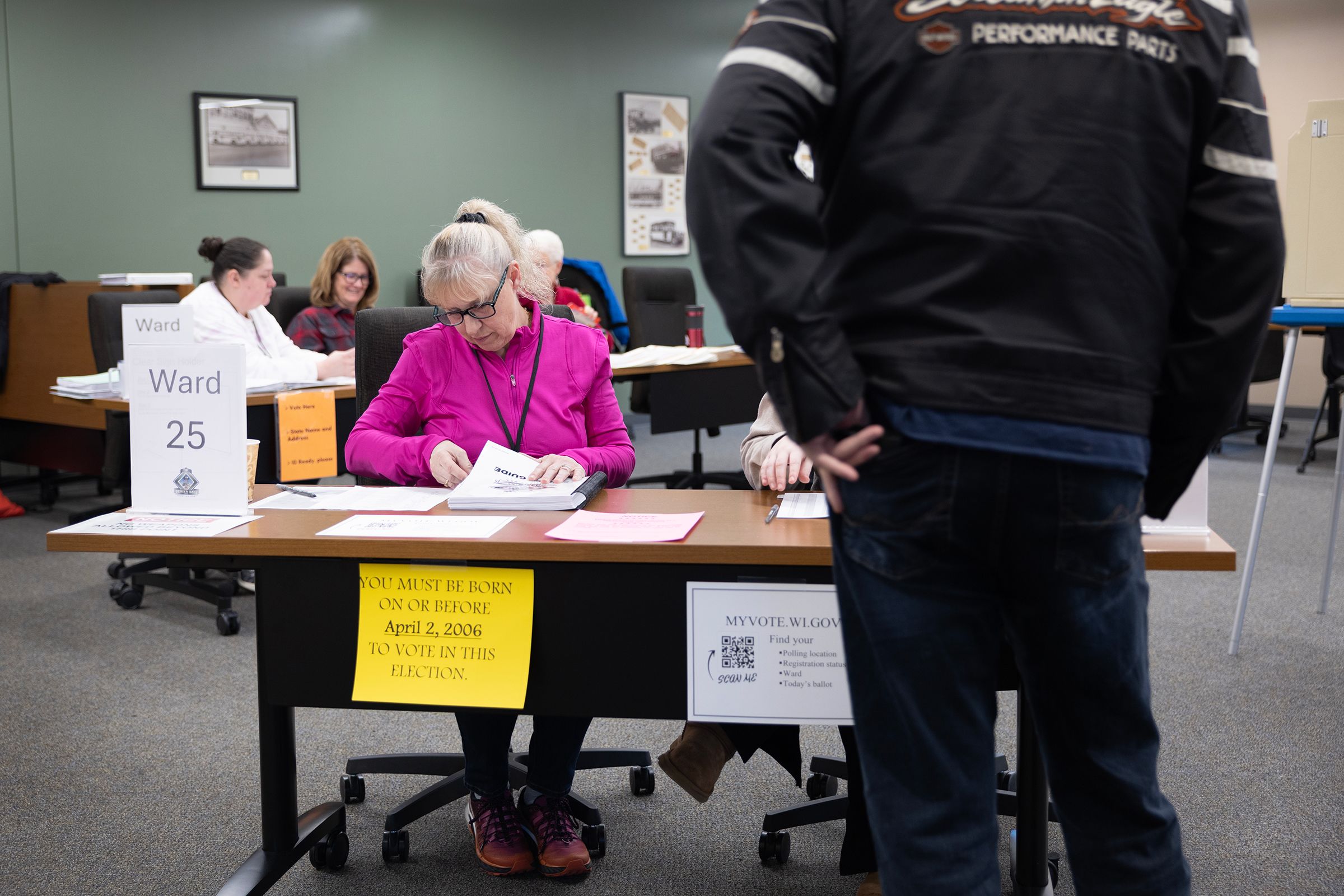 <i>Scott Olson/Getty Images via CNN Newsource</i><br/>A Wisconsin voter arrives at a polling location in Green Bay on Tuesday