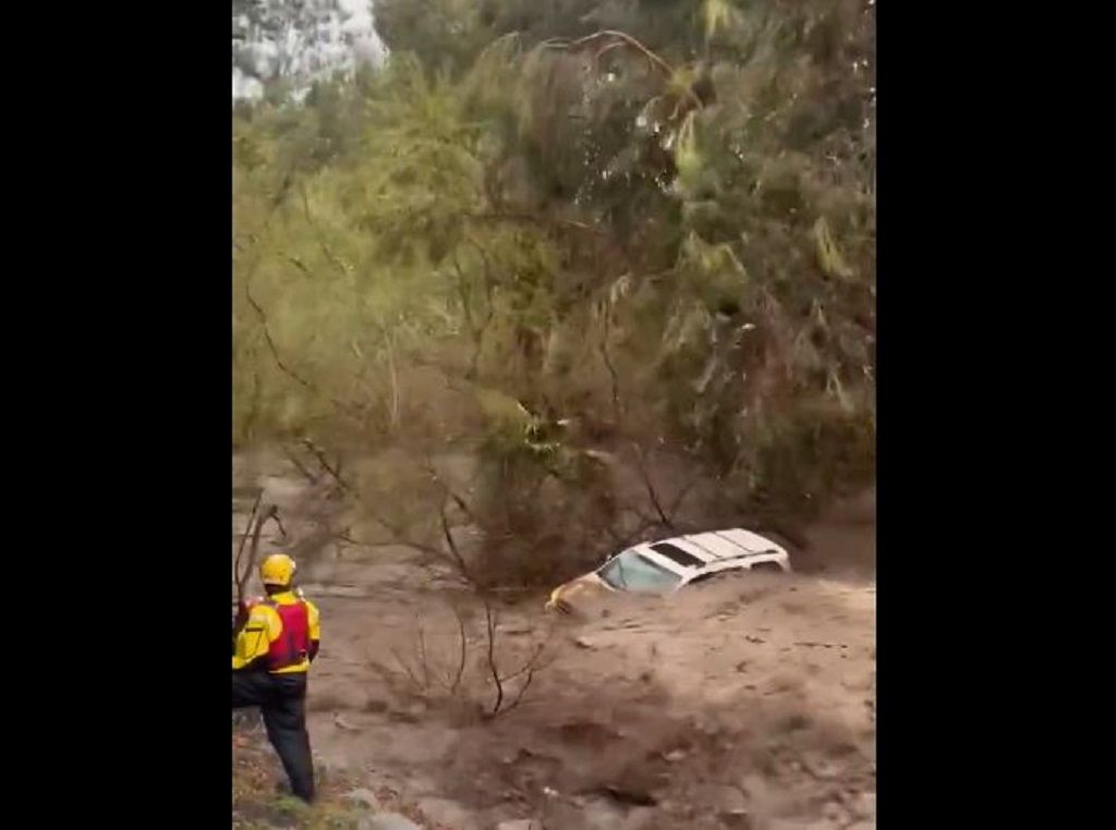 <i>@OCFireAuthority/KCAL/KCBS via CNN Newsource</i><br/>Orange County rescue crews hoist person to safety amid rushing creek waA person trapped in their vehicle in a San Juan Capistrano creek bed amid rushing waters was rescued by swift water rescue teams Thursday morning.