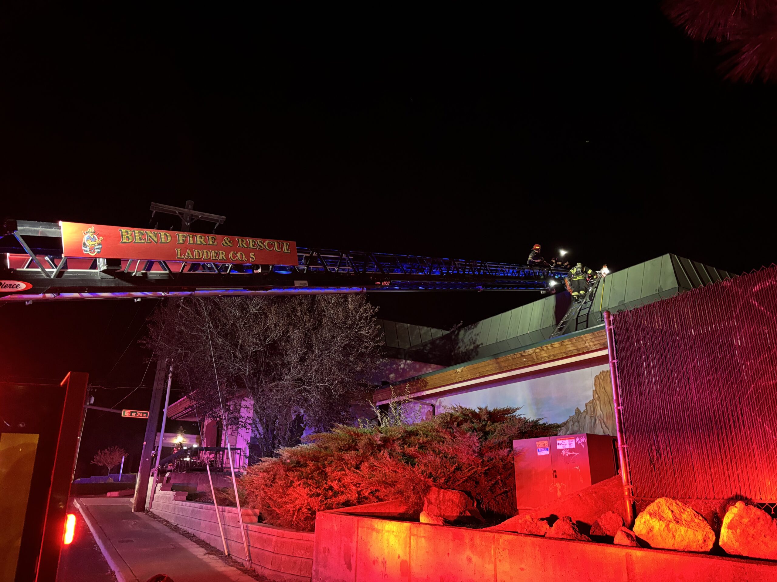 Bend Fire & Rescue ladder truck was used to extinguish fire at Bend's Black Bear Diner early Thursday morning.