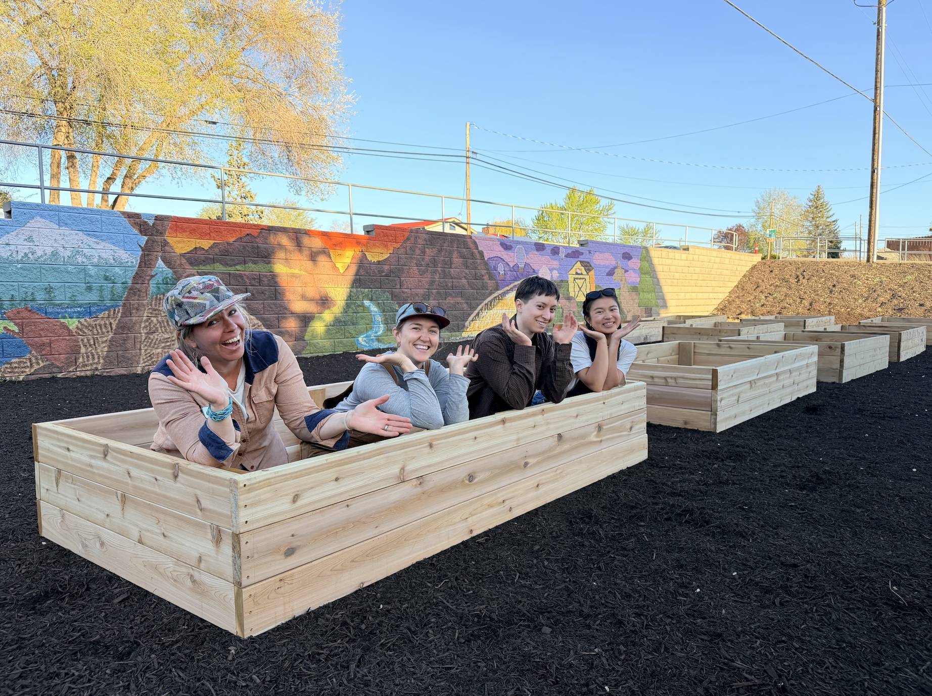 Raised beds are built for gardens at schools around the area through The Environmental Center's 'A Garden for Every School' grants.